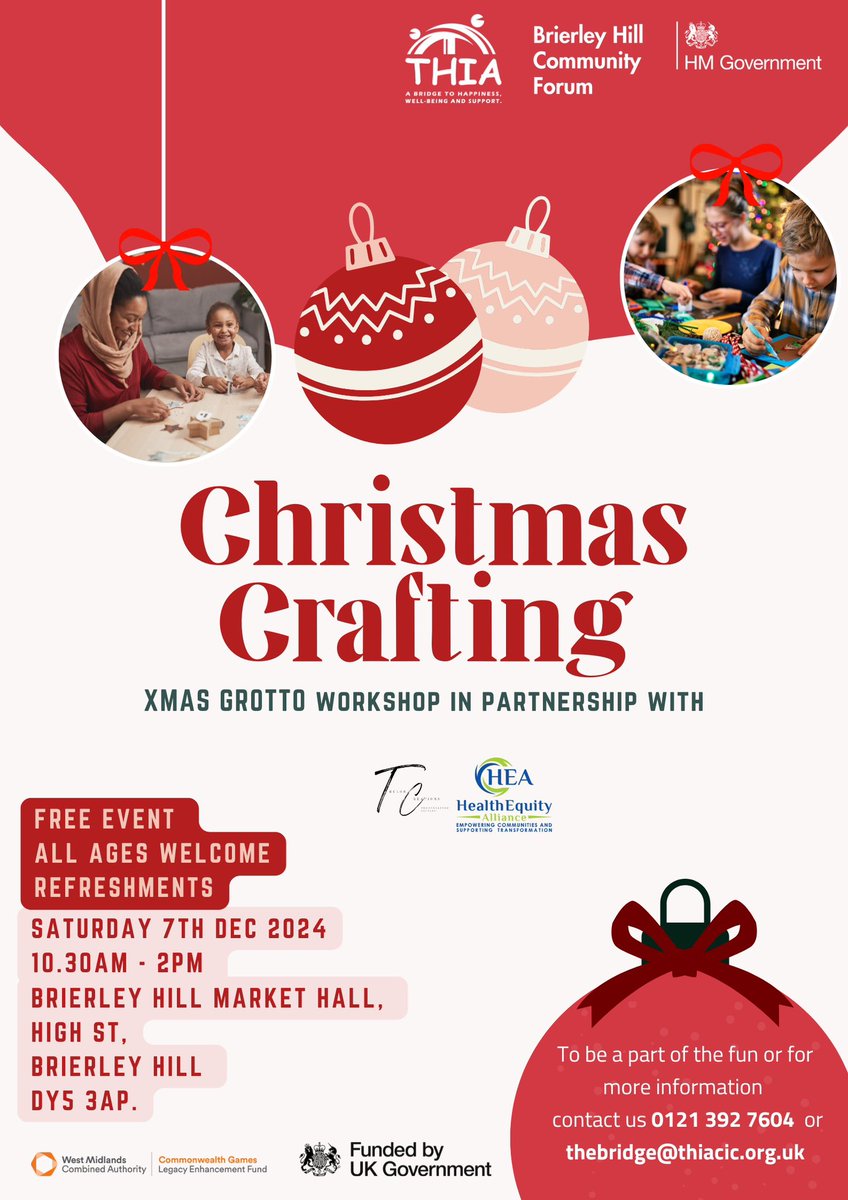 Join us for FREE Christmas Crafting on Sat 7th Dec funded by <a href="/WestMids_CA/">West Midlands Combined Authority</a>. This funding helps us spread the positive impact of Birmingham &amp; uplift our community. 

We can’t wait to see you. 

🎄🎁 #LegacyInAction