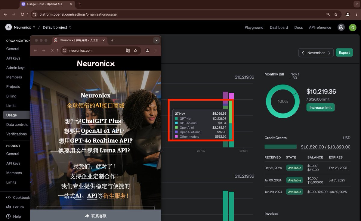 GPT4oAPI's tweet image. 📱Neuronicx
AI API Mall

GPT-4 API account 10,000 start-up quota
the price is 50% cheaper than the official price.

Mall official website: Neuronicx.com
You can place orders and inquires by yourself on the official website!

#gpt4api #chatgpt