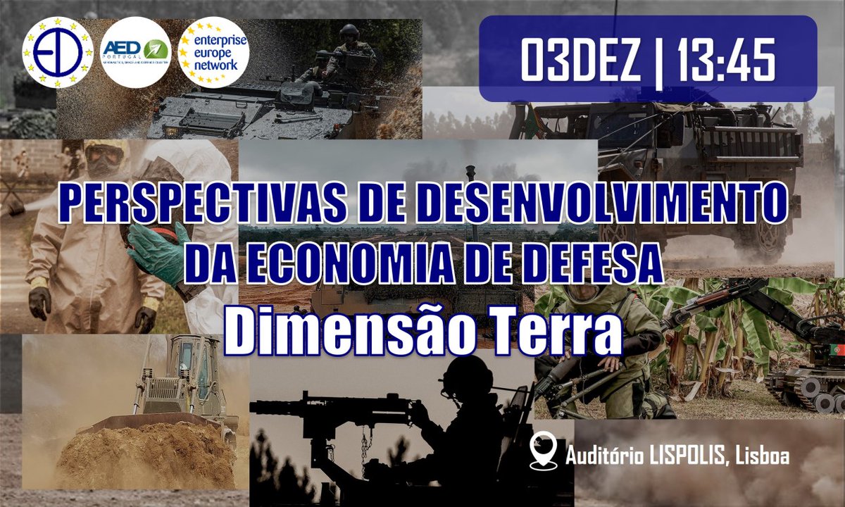 Perspetivas de Desenvolvimento da Economia de Defesa Nacional: Dimensão Terra
03.12.2024 | 13:45 | Auditório LISPOLIS – Estrada do Paço do Lumiar 44, 1600-546 Lisboa
eurodefense.pt/perspetivas-de…
Inscrição: eurodefense.pt/terra/
Programa: eurodefense.pt/wp-content/upl…