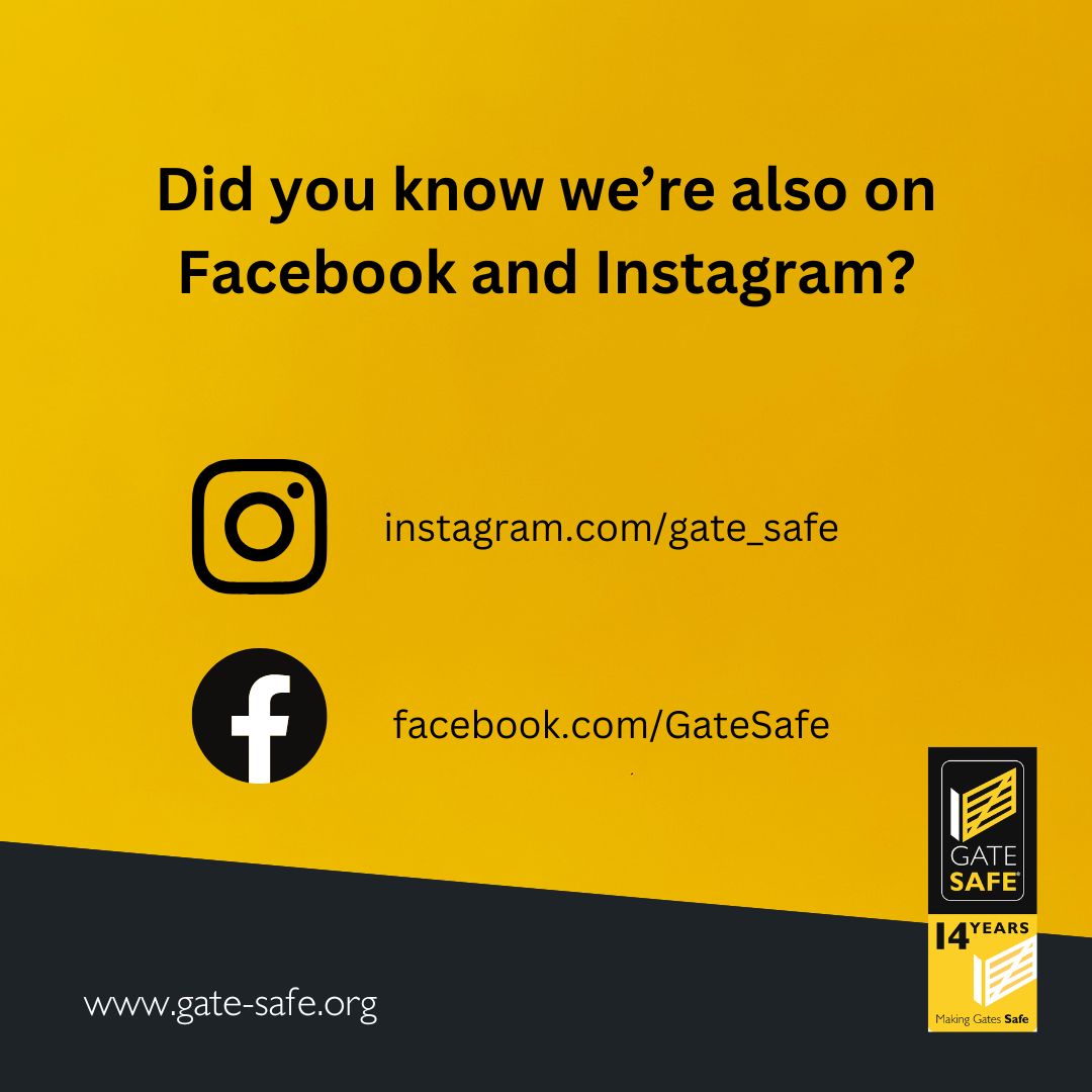 🎄 Did you know we’re also on Facebook and Instagram?

As we count down to Christmas, we’re sharing daily tips and guidance on gate safety across these social channels. 🎅✨ 

Why not give us a follow?