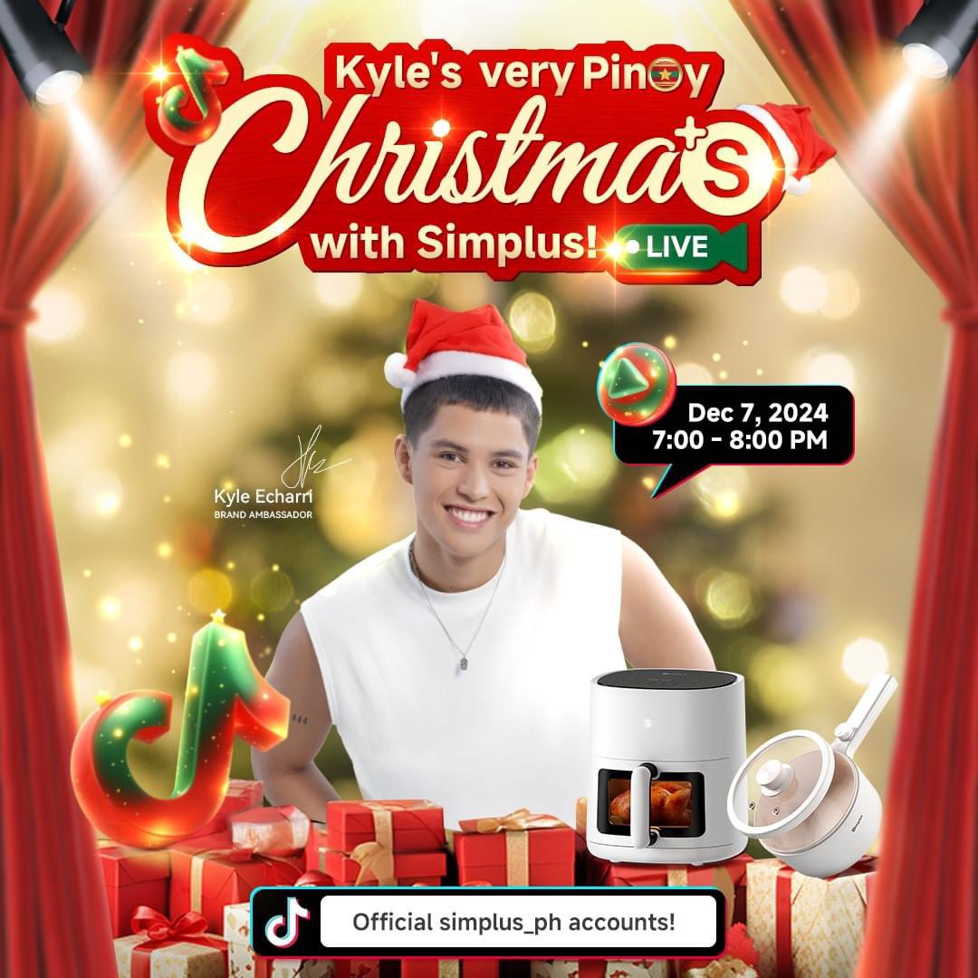 Celebrate Christmas early at Kyle's very Pinoy Christmas with Simplus 🎄 

✨ December 7, 2024, 7:00-8:00 PM at the official Simplus Tiktok (@simplus_ph)! 🎥 

Make sure to register here! 
tinyurl.com/SimplusXKyleCh…

#KyleEcharri
#SimplusPH