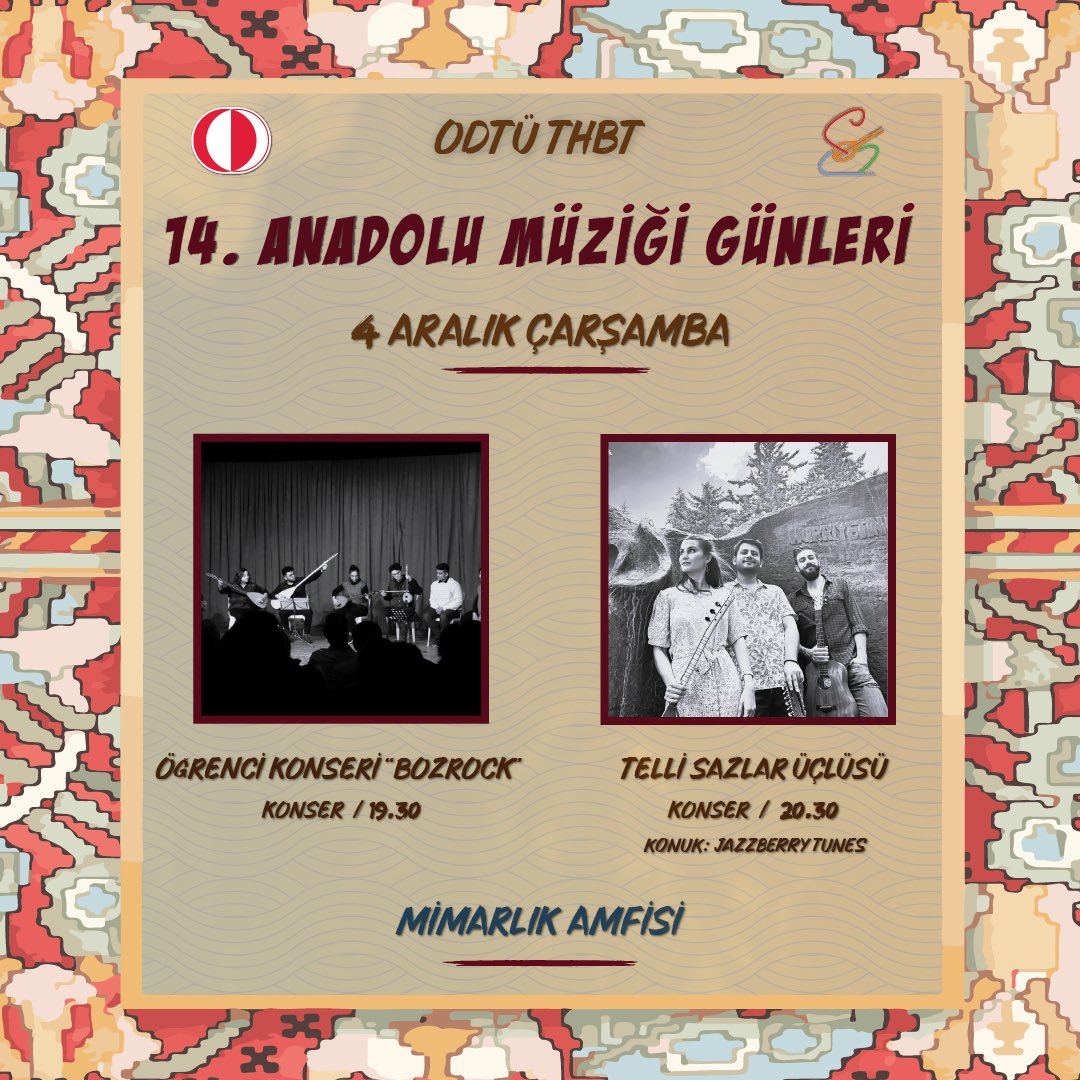 odtuthbt's tweet photo. 14. Anadolu Müziği Günleri birinci gün programı sizlerle! https://t.co/iTt9J005m1