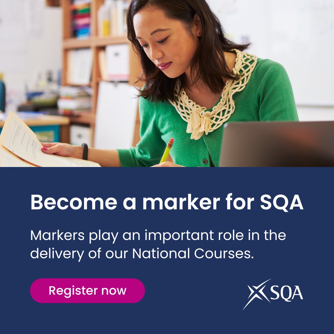 🙋‍♂️We're recruiting markers across all subjects and levels for the 2025 exams. 

Full training is provided and you'll be supported throughout the process.

Find more info about the role, as well as insights from teachers on their marking journey: info.sqa.org.uk/SQA-marker