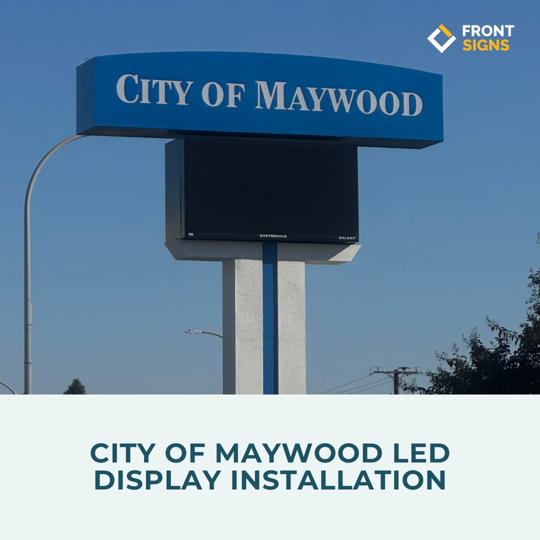 frontsigns's tweet photo. Proud to Work With the City of Maywood!
We successfully installed a stunning LED pylon sign, tested for optimal brightness and built to shine for years.

📩 Get a custom quote: https://t.co/spr1lKWOG5
✨ View our portfolio: https://t.co/X5AX3Po1j7
#LEDSigns #pylonsignage #signage https://t.co/Ej3VNsF9O1