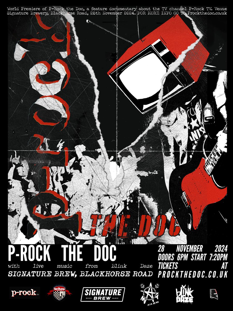 Today’s the day! Buzzing for this one! We’re playing the world premiere of the P-Rock Documentary at Signature Brew in London this evening! It’s gonna be so much fun! 🤘🏼🍻