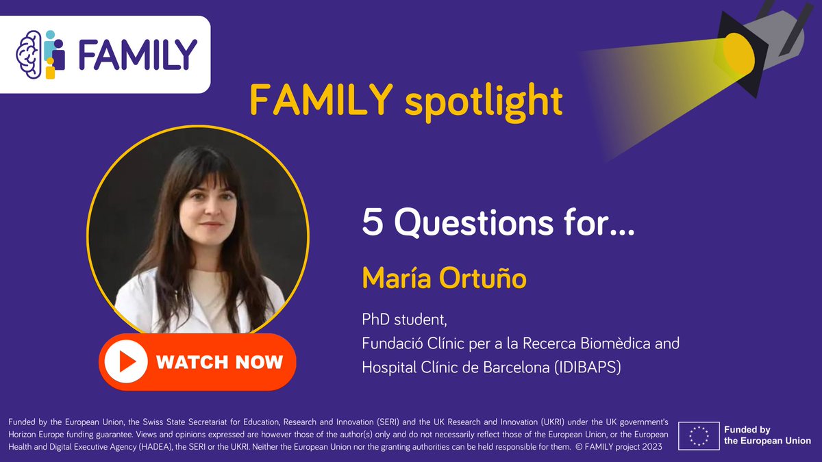 🥁 This week in the FAMILY #spotlight:

María Ortuño, a FAMILY #PhD student at <a href="/idibaps/">IDIBAPS</a> in Barcelona, Spain. Her research explores markers of glutamatergic dysfunction in adolescents at high risk of developing psychosis.

🔗 Watch the full interview here: youtu.be/mjaXttgjhbc