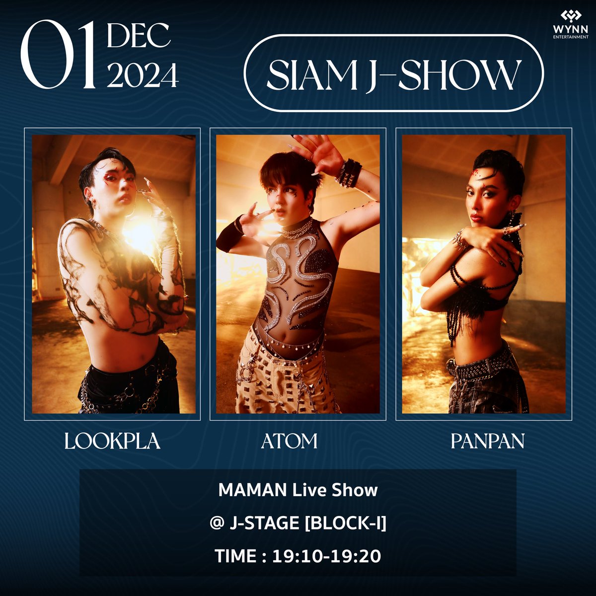 WYNN_Ent's tweet photo. SCHEDULE 🗓️
WYNN Artists @ Siam J-Show
มาพบกันวันที่ 29, 30 พ.ย. และ 1 ธ.ค. ที่ Siam Square นะคะ 🤍
#WYNNentertainment
#AomSuchaya
#Bowprat
#RedSpin
#La_MoonTH
#MAMAN_th
#SiamJShow2024 https://t.co/FdAowQyt9l