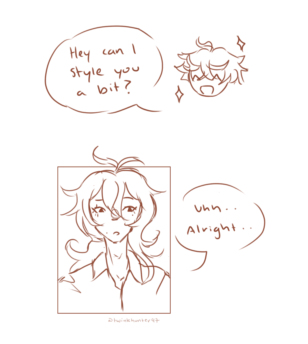 ukekaoru's tweet photo. not bothering with formatting again 

day 5 / (swap prompt) hair #ChiLucWeek2024 #chilucweek https://t.co/R74hS8UmQY