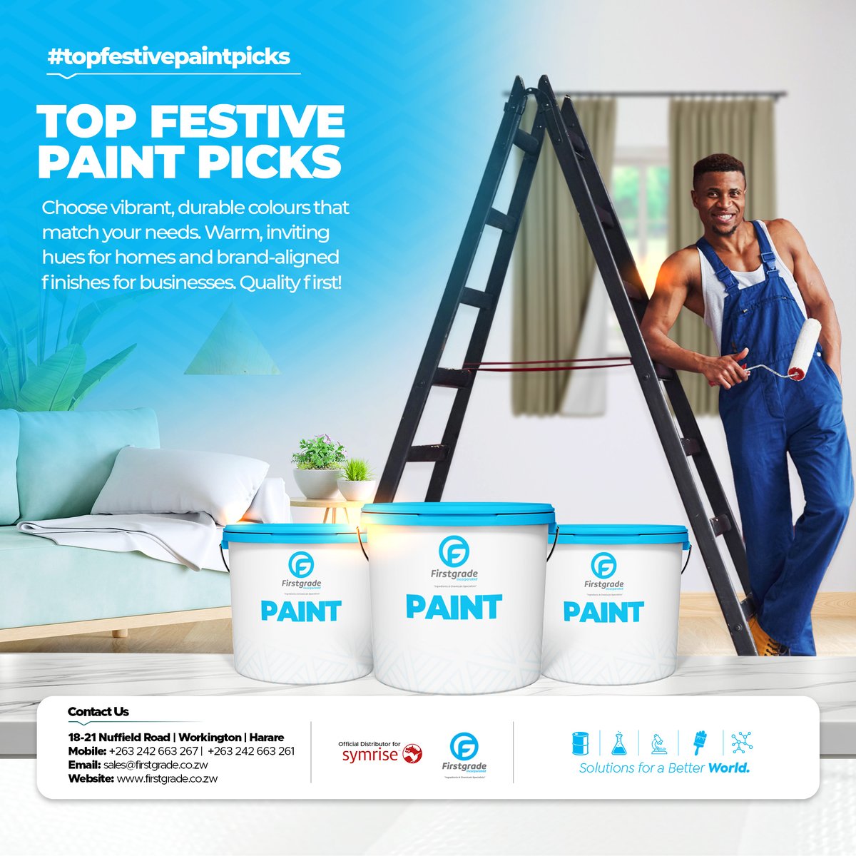 FirstgradeInc's tweet image. This holiday season, transform your space with the perfect shades and finishes. Explore our range of paints that are not only beautiful but durable and eco-friendly. We have best Paint chemical waiting for you 📷
Read Full Article: firstgrade.co.zw/how-to-choose-…
#FestiveSeason