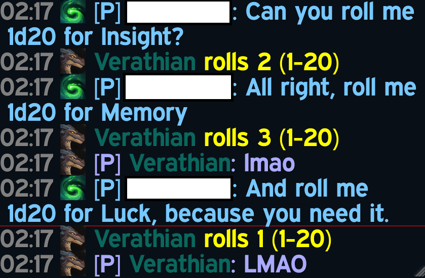 KingMusicalMel's tweet photo. My rolls IRL aren't much better tbh LOL
#WorldOfWarcraft #ArgentDawn #RP #Roll1 https://t.co/qqv5xsCxj9