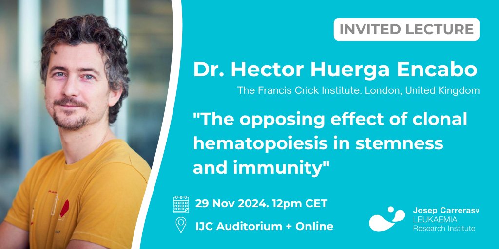 CarrerasIJC's tweet image. Do not miss @DrHHEncabo’s #InvitedLecture tomorrow at IJC!

🧑‍🔬 Hector Huerga Encabo from @TheCrick
🗓️ Friday 29 Nov, 12pm CET
📍 IJC Auditorium + Online

You can register here  ⬇️
us06web.zoom.us/webinar/regist…
