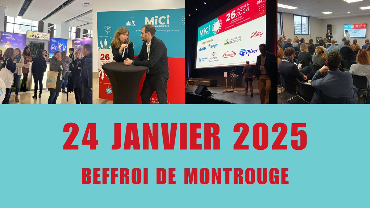 SAVE THE DATE ! 
Le vendredi 24 janvier 2025 se déroulera la 18ème édition des Assises Nationales des MICI qui auront lieu au Beffroi de Montrouge.  

Pour en savoir plus : assisesmici.fr 
#MICI