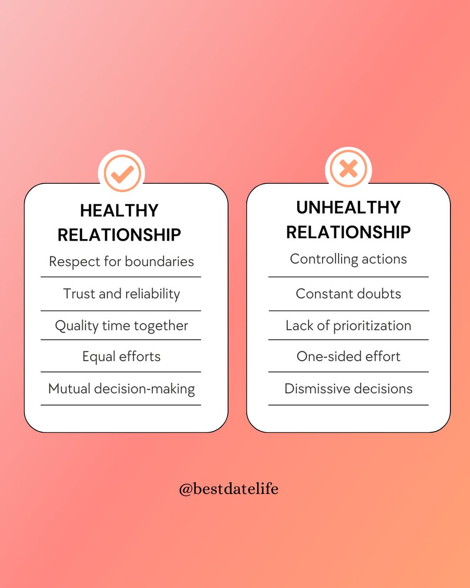 BestDateLife's tweet image. Healthy relationships thrive on the little things you do… and avoid! #bestdatelife #DatingVibes
#ModernLove
#DatingGoals
#LoveAndRelationships
#RelationshipJourney
#FindingLove
#DateNightIdeas
#LoveConnection
#DatingDiaries
#OnlineDating