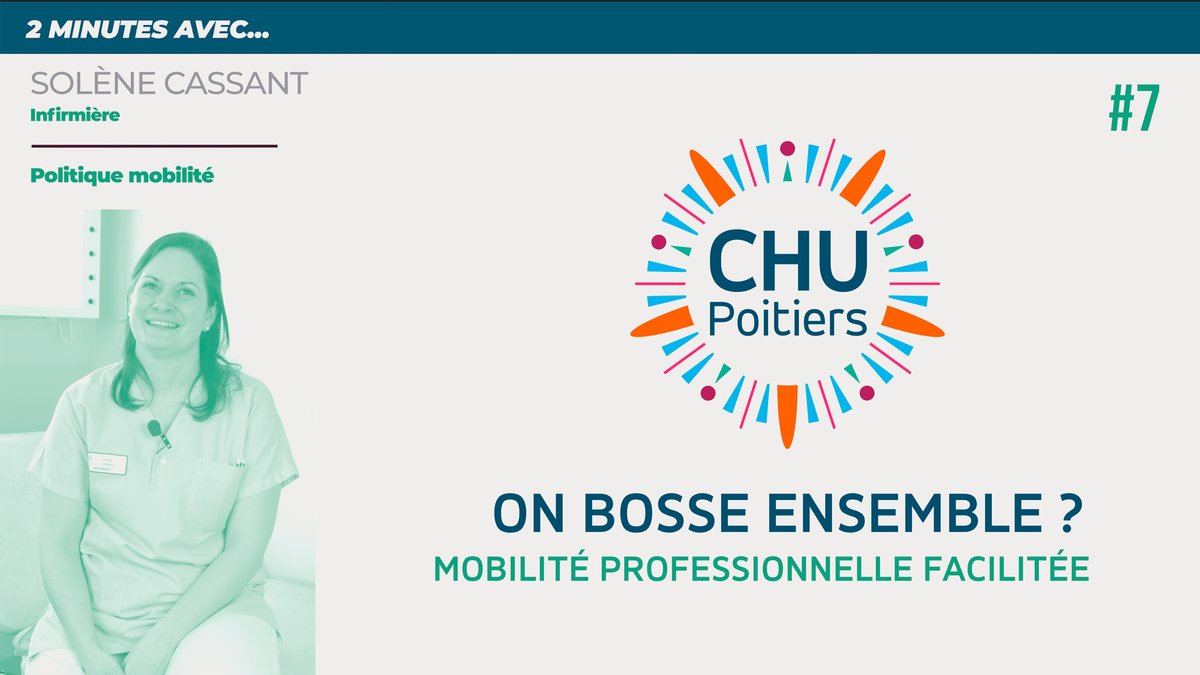 🏥#JetravailleauCHU | (Re)découvrez nos vidéos "On bosse ensemble ?" Aujourd'hui, Solène Cassant, #infirmière au CHU de Poitiers depuis 2010, nous parle de la #mobilité professionnelle du CHU.
🎥 Voir la vidéo : youtube.com/watch?v=-5mCNH…