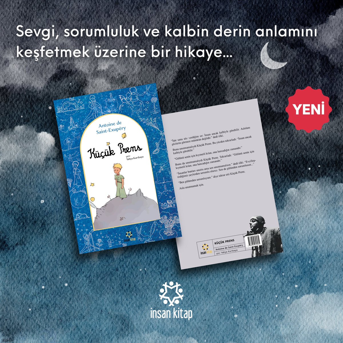 yeni kitap
Küçük Prens, Antoine de Saint-Exupéry

Sevgi, sorumluluk ve kalbin derin anlamını keşfetmek üzerine bir hikaye…

#KüçükPrens
#İnsanKitapÇocuk
