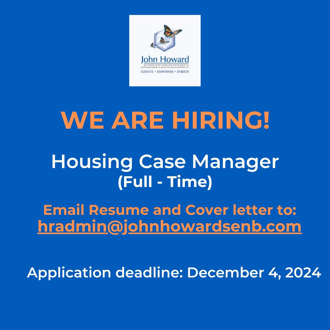 JohnHowardSenb's tweet photo. Job Title: Housing Case Manager
Job Type: Full-time: 37.5 hrs/week
HOW TO APPLY:
Please submit your resume and cover letter to: hradmin@johnhowardsenb.com
Job Ad on Indeed: https://t.co/JdX8Zde6QK
Application deadline: December 4, 2024
https://t.co/d6apFWDsQg https://t.co/vVfY00TJQu