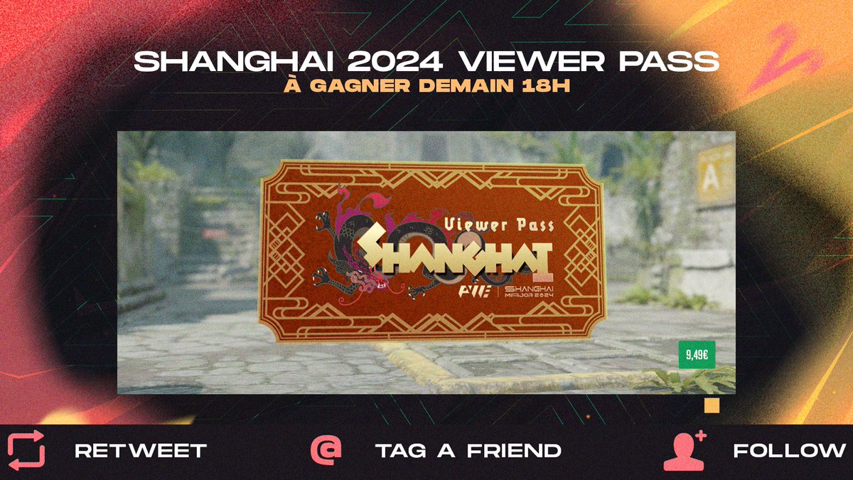 🚨 Alerte Concours 🚨

Tu veux vivre le Major Shanghai 2024 à fond ?
On t’offre un Viewer Pass 🎟️, ne rate pas ta chance !

🗓️ Tirage au sort : Demain à 18h

🔽 Pour participer :
1️⃣ Follow @team_aztec_
2️⃣ Like et RT ce tweet
3️⃣ Tag un pote en commentaire

Bonne chance à tous 🍀!