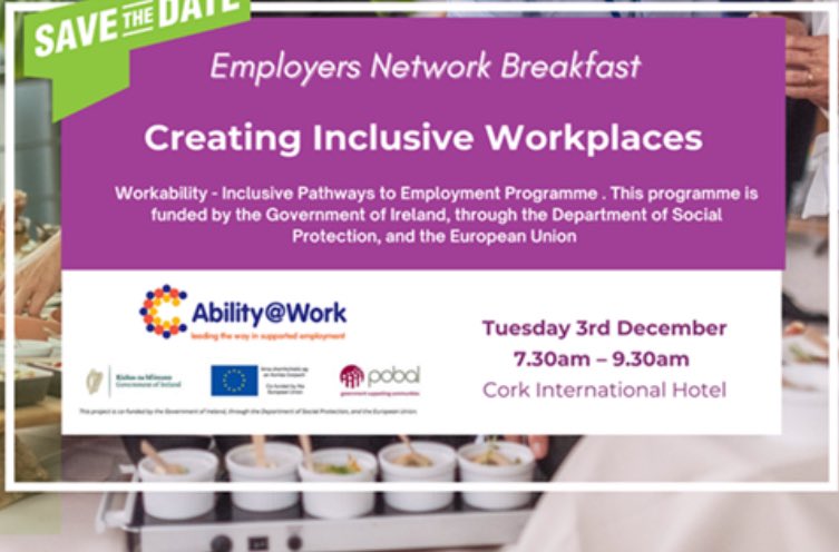 Join us for our Inclusive Workplaces Breakfast on the 3rd of December. Don’t miss out! Few places remaining. Click on the 🔗 

copefoundation.clr.events/event/127938:e…
#Inclusion #HR #Corkjobs #recruitment