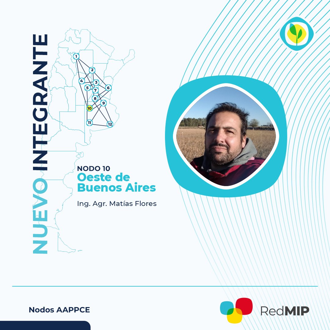 AAPPCE's tweet photo. Damos la bienvenida al Ing. Agr. @Mati_flores22 a la #ComunidadAAPPCE ✅👏.
Junto a él, #RedMIP amplía sus datos de monitoreo de adversidades en cultivos extensivos en las localidades de Olavarría y Azul.
Seguimos creciendo junto a + profesionales.
#ElMonitoreoEnTodosLados https://t.co/7SeEytcgE0