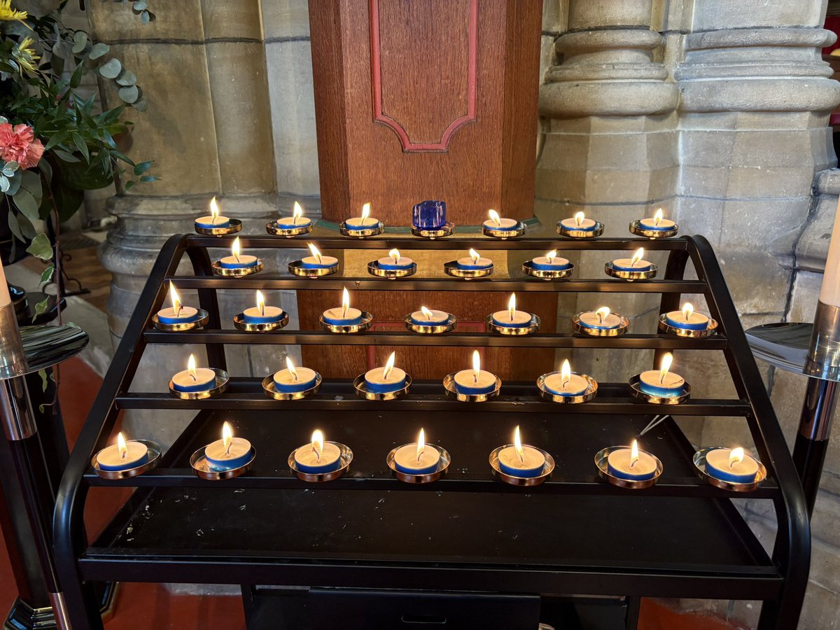 Rev_Stef's tweet photo. A votive stand full of prayer intentions from years 5 &amp; 6 of @oakmereprimary who visited @StMarysPB today to learn about what goes on in a church as part of their RE syllabus. Always a joy to host school visits. https://t.co/DqhfKvddEf