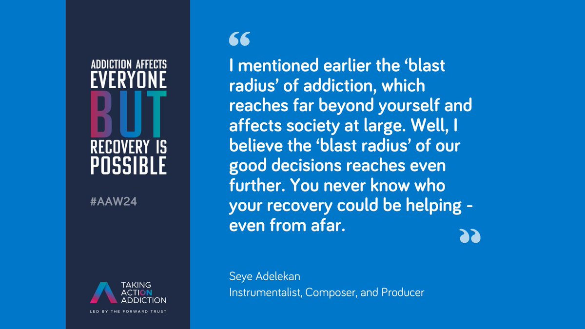 ActionAddiction's tweet image. We’re delighted to bring you this blog from our brilliant partner @Musicsupport_uk

Seye Adelekan is a multi-instrumentalist best known for being the bass player in the band @gorillaz

Here, he writes his thoughts on #AAW24: takingactiononaddiction.org.uk/news/addiction… 

#TakingActionOnAddiction