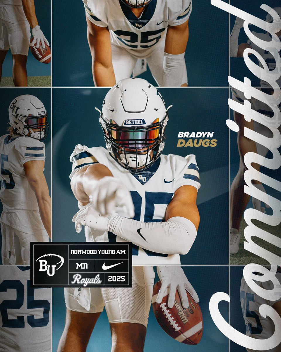 Bradyn Daugs (@bdaugs22) on Twitter photo I am super thankful and excited to announce my Commitment to play football at Bethel University. I am super grateful to God and my family as well as my former and future coaches and teammates. Go Royals! <a href="/tavian40/">Tavian Swanson</a> <a href="/McElroy26/">Mike McElroy</a> I am super thankful and excited to announce my Commitment to play football at Bethel University. I am super grateful to God and my family as well as my former and future coaches and teammates. Go Royals! <a href="/tavian40/">Tavian Swanson</a> <a href="/McElroy26/">Mike McElroy</a>