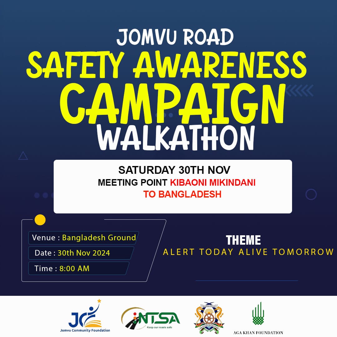 JomvuCommunityF's tweet photo. Let's all come together this Saturday and advocate for safe roads @ntsa_kenya @KeNHAKenya 

#AlertTodayAliveTomorrow
#SafeRoadsForAllUsers https://t.co/B6VM4D6x2V