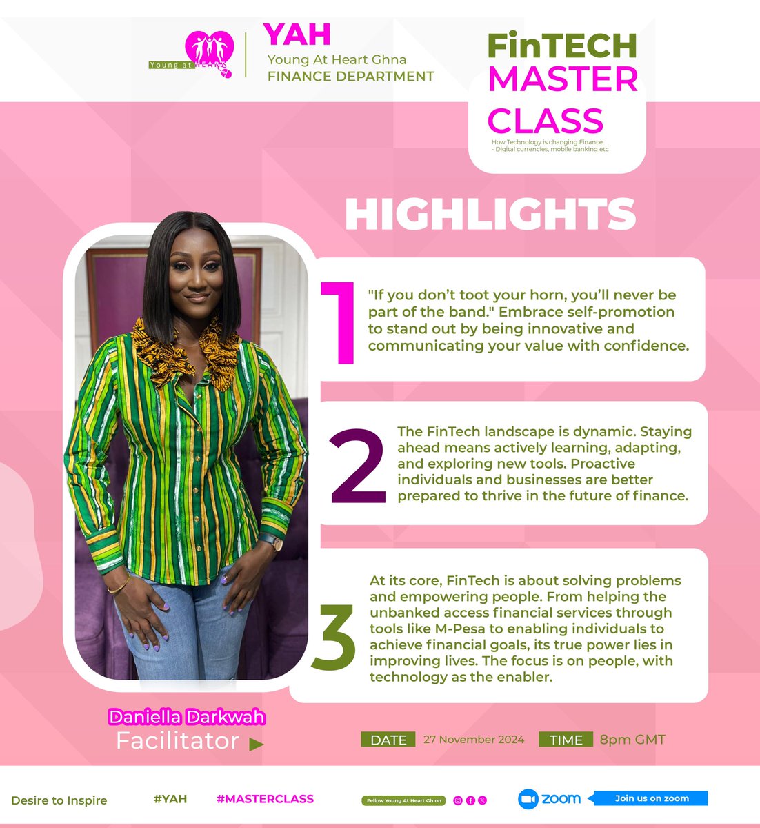 youngatheartgh's tweet photo. Bringing you some inspiring #FinTech Masterclass highlights from @OpokuDaniella, one of our in house experts, dropping tips on how to make the most of the opportunities technology offers in building and maintaining wealth.
#buildcapacity
#ClassUp
#Connect #Build #Upgrade https://t.co/ZuqGQCZceH