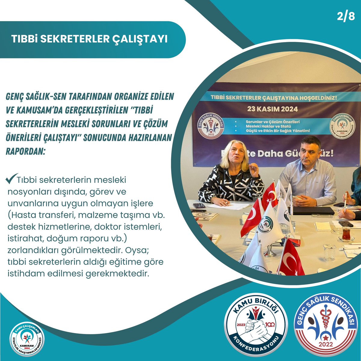 gencsagliksend's tweet photo. Tıbbi sekreterlik branşı, sağlık hizmetlerinin etkin, düzenli ve kaliteli bir şekilde yürütülmesinde kritik bir rol oynamaktadır. Bu çalıştay, tıbbi sekreterlerin mesleki bilgi ve becerilerini geliştirmek, karşılaşılan sorunları tespit etmek ve çözüm önerileri sunmak amacıyla düzenlenmiştir.

 Çalıştayımız, mesleğin sorunlarını ele alarak önemli çözüm önerileri sunmuş ve meslektaşlar arasında iş birliği için güçlü bir temel oluşturmuştur. Bu çalıştayın sonuçlarının sağlık sektörüne ve meslek standartlarına olumlu katkı sağlamasını bekliyoruz.

🌐https://t.co/GTb7IJw86K
☎444 9 365

#29kasımtıbbisekreterlergünü 
#TıbbiSekreterlerGünü