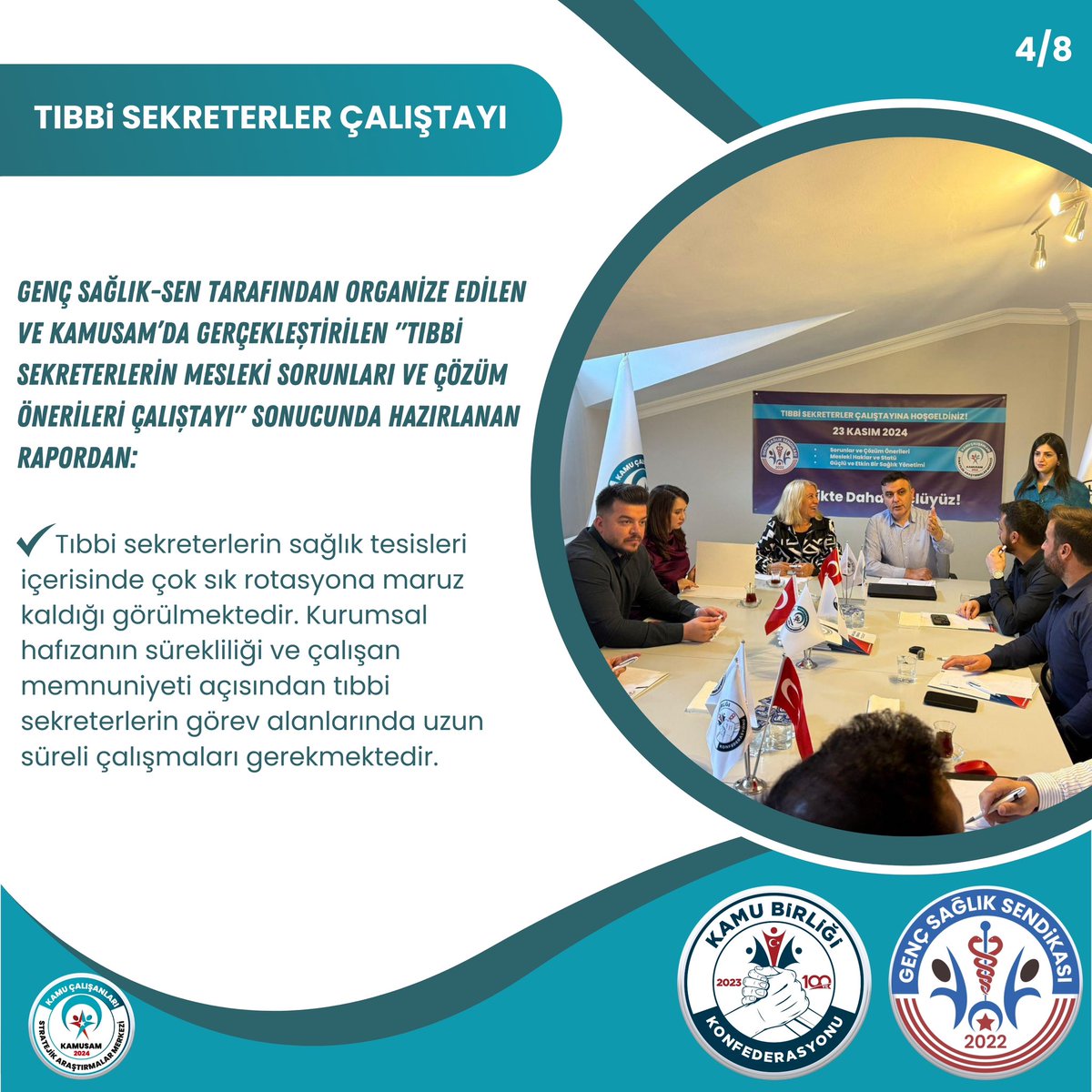 gencsagliksend's tweet photo. Tıbbi sekreterlik branşı, sağlık hizmetlerinin etkin, düzenli ve kaliteli bir şekilde yürütülmesinde kritik bir rol oynamaktadır. Bu çalıştay, tıbbi sekreterlerin mesleki bilgi ve becerilerini geliştirmek, karşılaşılan sorunları tespit etmek ve çözüm önerileri sunmak amacıyla düzenlenmiştir.

 Çalıştayımız, mesleğin sorunlarını ele alarak önemli çözüm önerileri sunmuş ve meslektaşlar arasında iş birliği için güçlü bir temel oluşturmuştur. Bu çalıştayın sonuçlarının sağlık sektörüne ve meslek standartlarına olumlu katkı sağlamasını bekliyoruz.

🌐https://t.co/GTb7IJw86K
☎444 9 365

#29kasımtıbbisekreterlergünü 
#TıbbiSekreterlerGünü