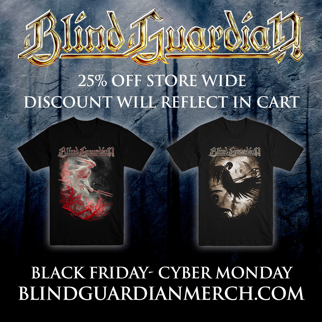 blind_guardian's tweet photo. 🇺🇸 US-BARDS – get the best out of Black Friday! From Friday to Monday, you’ll get 25% off storewide! 🔥  Only on https://t.co/fxq7wImRmI! 

#blindguardian #blindguardianusa #newmerch #blackfriday #sale #cybermonday https://t.co/NIxYH88BAC