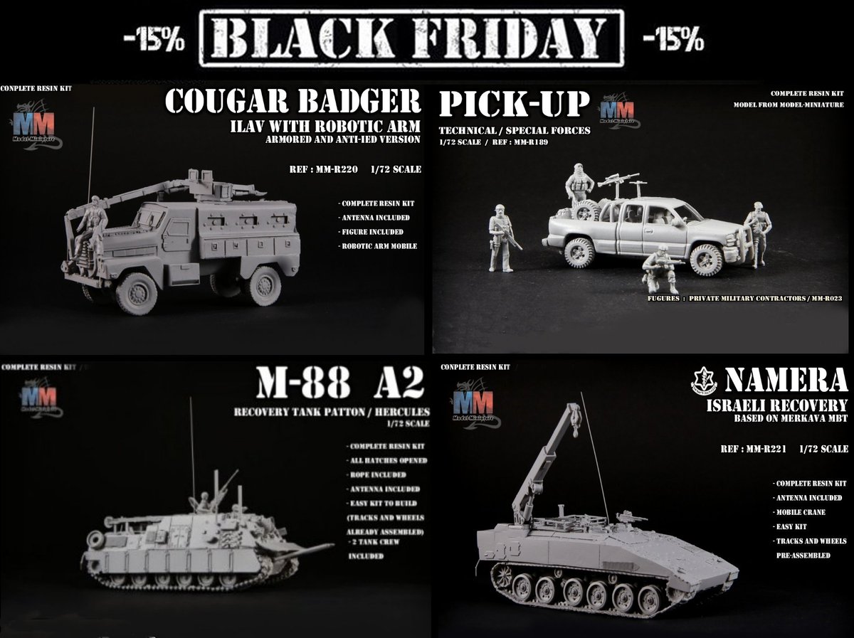 model_miniature's tweet photo. BLACK FRIDAY sur MODEL-MINIATURE, https://t.co/Irec2GLupo : -15% sur tout le site jusqu'au 30 novembre inclus avec ce code: BLACK-FRIDAY
https://t.co/vo0N1LYJKY
#military #nexter #army #frencharmy #armee #miniature #tank #arquus #VAB #IDF #braillescale #IDF #tsahal #Namer https://t.co/y6rSbTzOt2