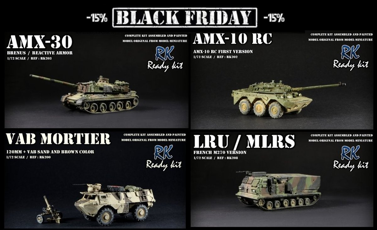 model_miniature's tweet photo. BLACK FRIDAY sur MODEL-MINIATURE, https://t.co/Irec2GLupo : -15% sur tout le site jusqu'au 30 novembre inclus avec ce code: BLACK-FRIDAY
https://t.co/vo0N1LYJKY
#military #nexter #army #frencharmy #armee #miniature #tank #arquus #VAB #IDF #braillescale #IDF #tsahal #Namer https://t.co/y6rSbTzOt2