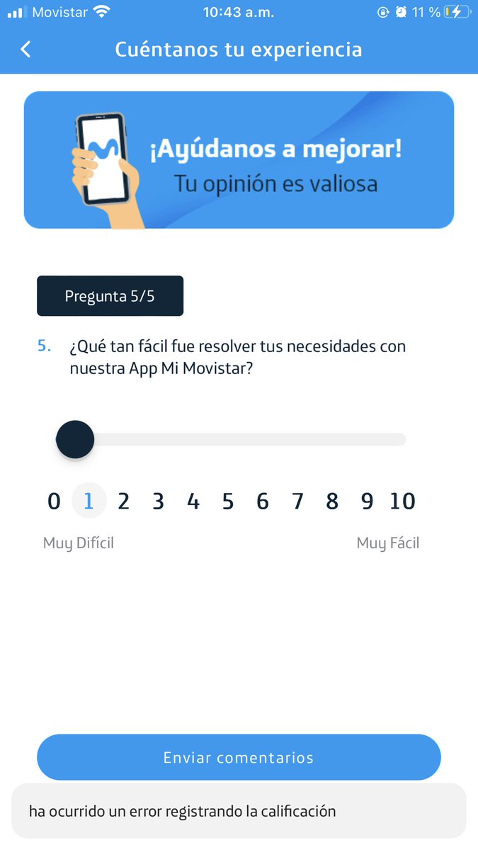 Hasta para calificarlos EN SU MISMA APP hay problema <a href="/MovistarCo/">Movistar Colombia</a>