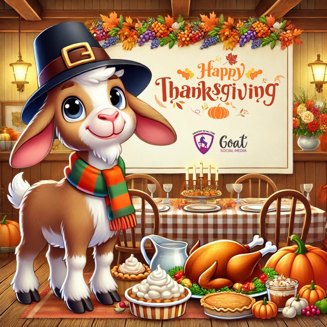 Today, we’re so grateful for you—our amazing clients, creative partners, and friends of GOAT Social who inspire us every day. 🐐✨Happy Thanksgiving!

#GOATSocial #SocialMediaAgency #DigitalMarketing #GOATSocialMedia