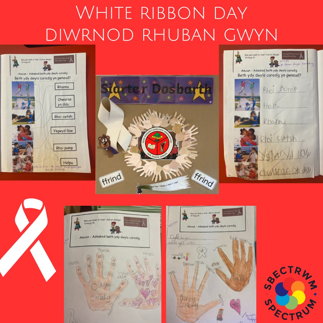 Thanks to <a href="/LoginFach/">Y Login Fach</a> for using our #WhiteRibbonDay Power Points, and creating these lovely pieces of work with their foundation phase classes. #Handsarenotforhurting #HealthandWellbeing #RSE #Bestpractice
Nice to see Spectrum Ted there too!
<a href="/StoriNewChapter/">Stori</a>
