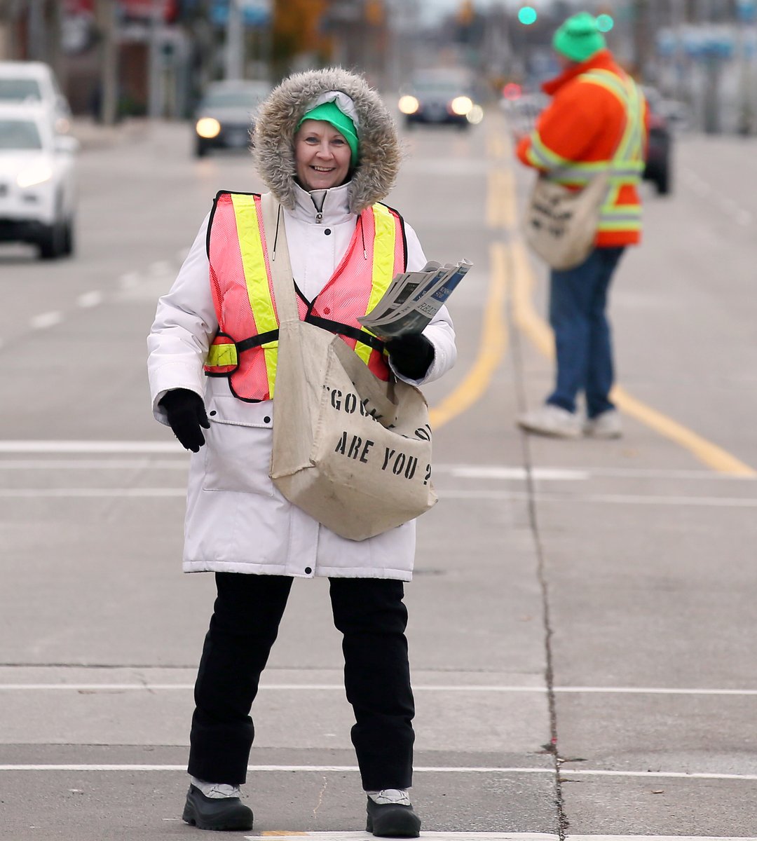 Drive safely today, Windsor Goodfellows volunteers are selling papers at several city intersections.