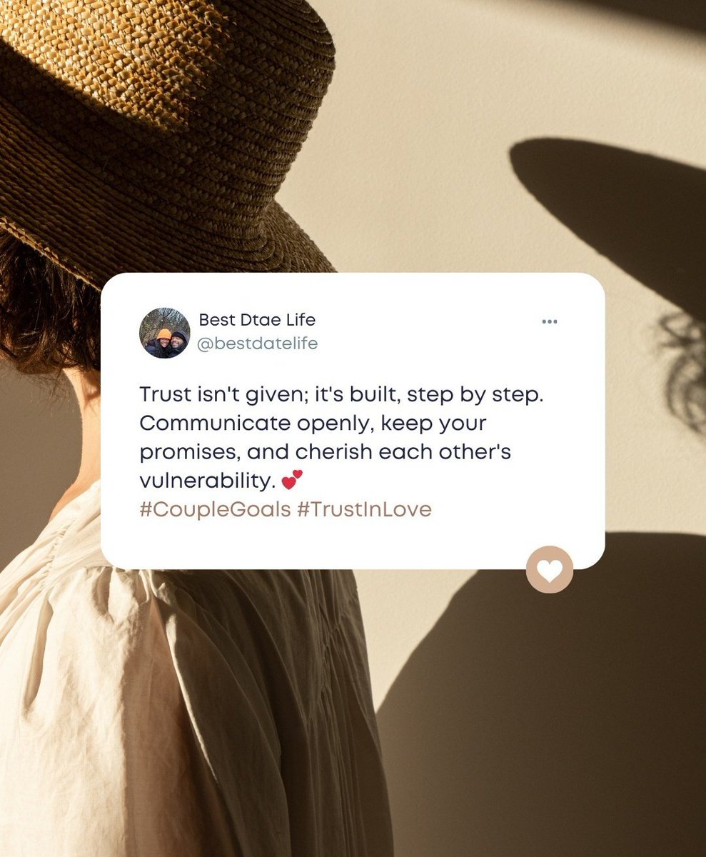 BestDateLife's tweet image. Give your thoughts on trust 🙏💖#bestdatelife #DatingVibes
#ModernLove
#DatingGoals
#LoveAndRelationships
#RelationshipJourney
#FindingLove
#DateNightIdeas
#LoveConnection
#DatingDiaries
#OnlineDating