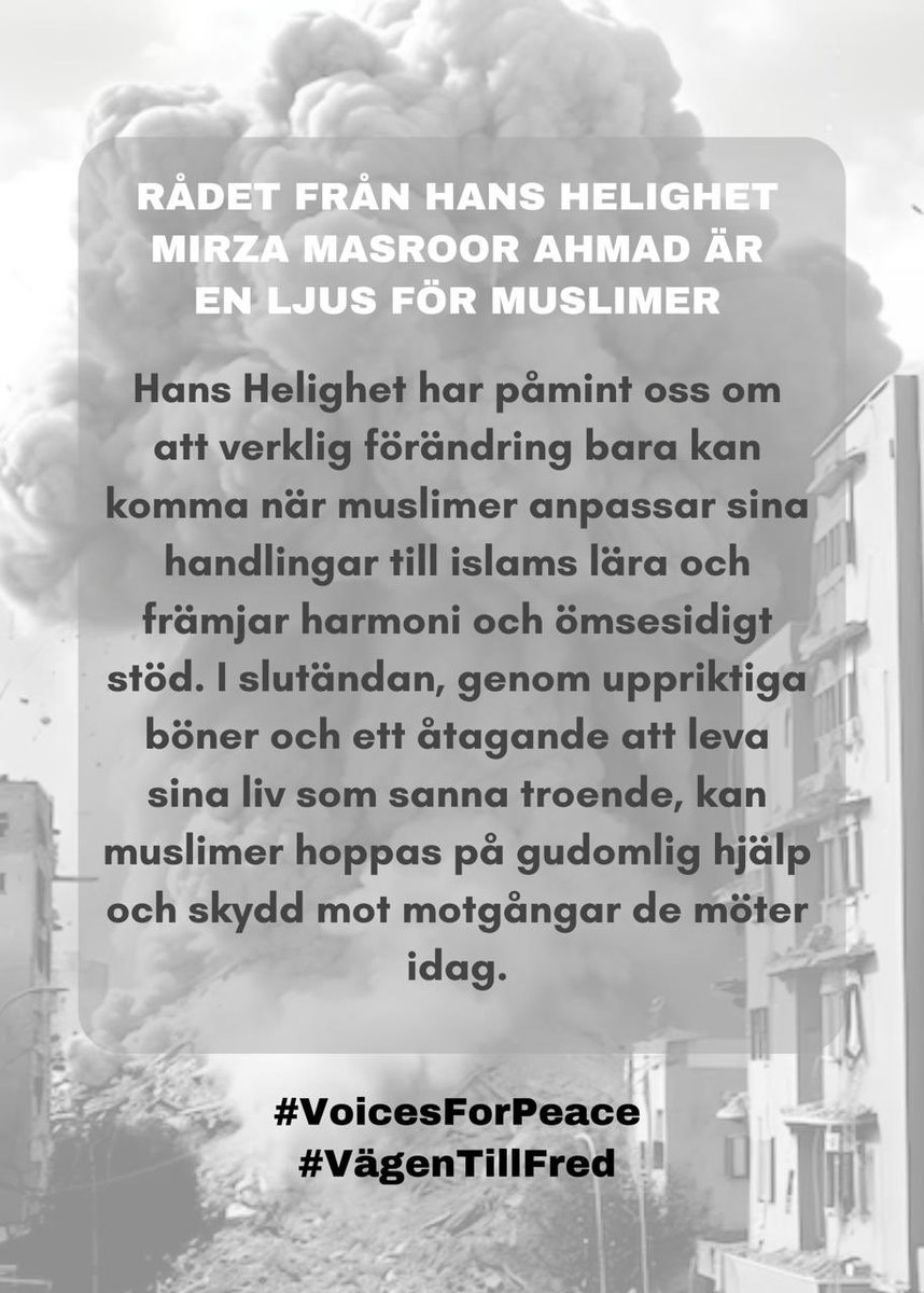 daniarashid_'s tweet photo. Rådet från Hans Helighet Mirza Masroor Ahmad är en Ljus för Muslimer

#voicesforpeace #vägentillfred #Ahmadiyya #islam #stoppakrig https://t.co/UkaM14yQiA