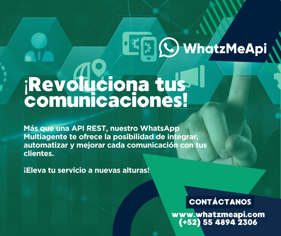 MeWhatz's tweet image. 🌟 ¡Transforma tu comunicación con WhatzMeApi! 🚀 Optimiza tu logística y conecta efectivamente con tus clientes. 💬 Descubre las oportunidades que ofrecemos y mejora la experiencia de tus clientes hoy. 👉 wa.link/7m588k
#whatzmeapi #api #logísticaeficiente