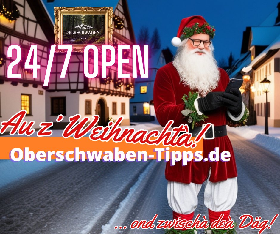 Schöne Feiertage!
Oberschwaben-Tipps.de ist offen!  
Die größte Auswahl an #Sehenswürdigkeiten, interessanten #Geschichten &amp;die wichtigsten #Events zw. #Ulm &amp; #Bodensee:
oberschwaben-tipps.de
#Schwaben #Oberschwaben #Biberach #Ravensburg #Konstanz #Friedrichshafen #Allgäu