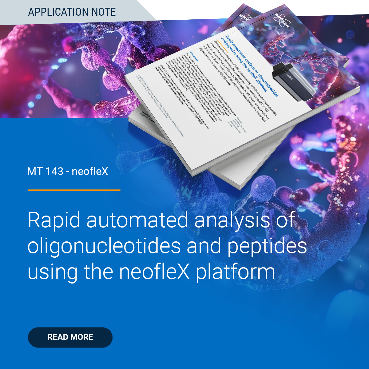 BrukerMassSpec's tweet image. Discover the automated analysis capabilities of the novel neofleX™ MALDI-TOF/TOF platform for #DNA and #RNA oligonucleotides and peptides in our app note: goto.bruker.com/4174JWM
#MALDI #MS