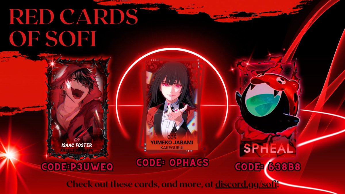 A bright and prominent color, Red was the theme for the month of November! As per the crimson colour, the cards chosen feature fervent and fiery characters! You can check out more of the submissions that our players entered at discord.gg/sofi!

We're also giving 20 wist