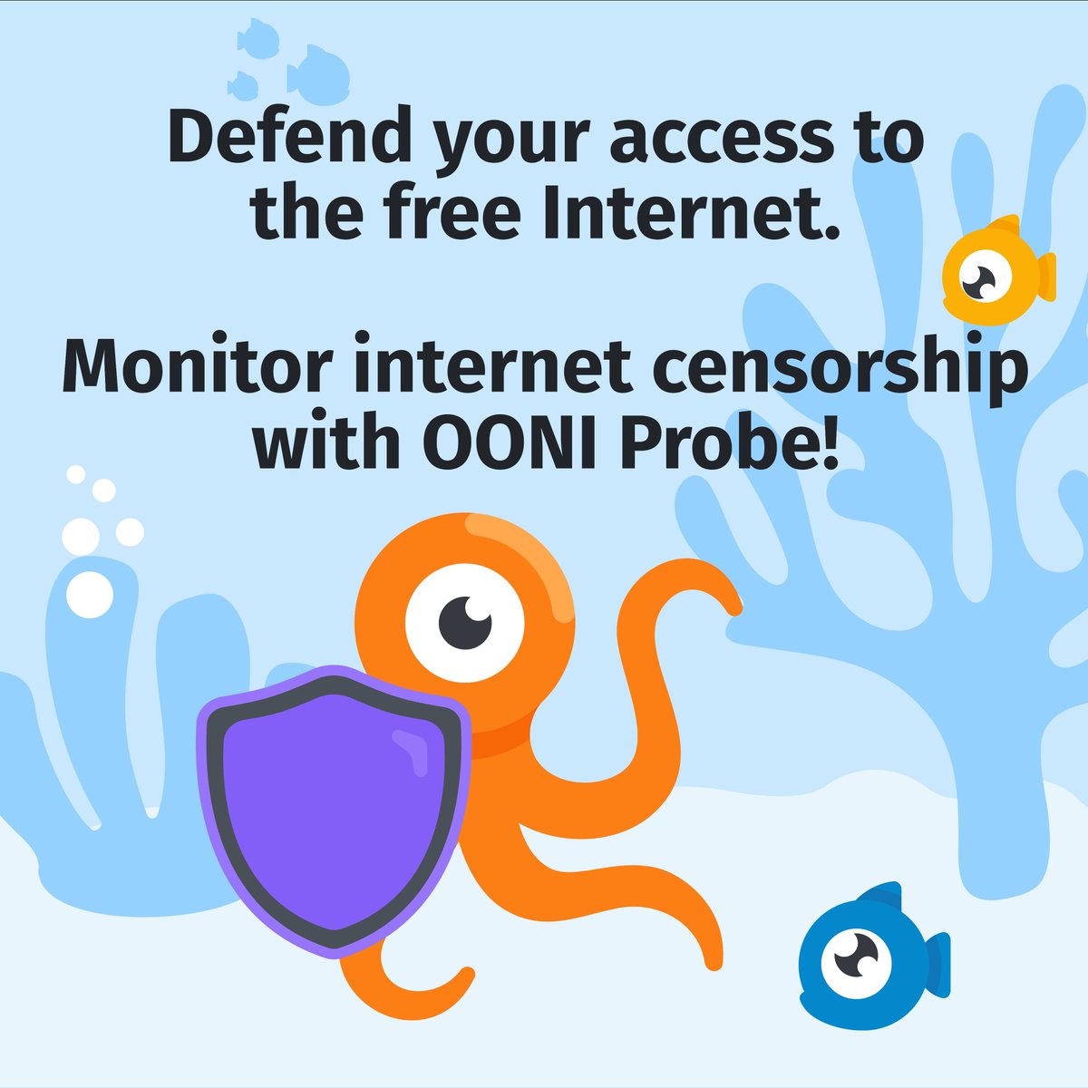 No one has a right to limit your access to the Internet.

Every day, communities in most countries use OONI tools to collect evidence of internet censorship. 🐙

Donate now to support the fight for Internet Freedom: ooni.org/donate/

#KeepItOn #TechForGood #DonateNow