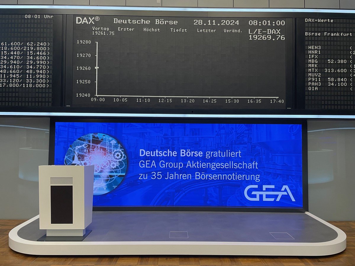 Heute feiern wir ein Doppeljubiläum: Herzlichen Glückwunsch an die DATA MODUL AG und die GEA Group Aktiengesellschaft zu jeweils 35 Jahren Börsengeschichte. 🎉
 
#ListedInFrankfurt