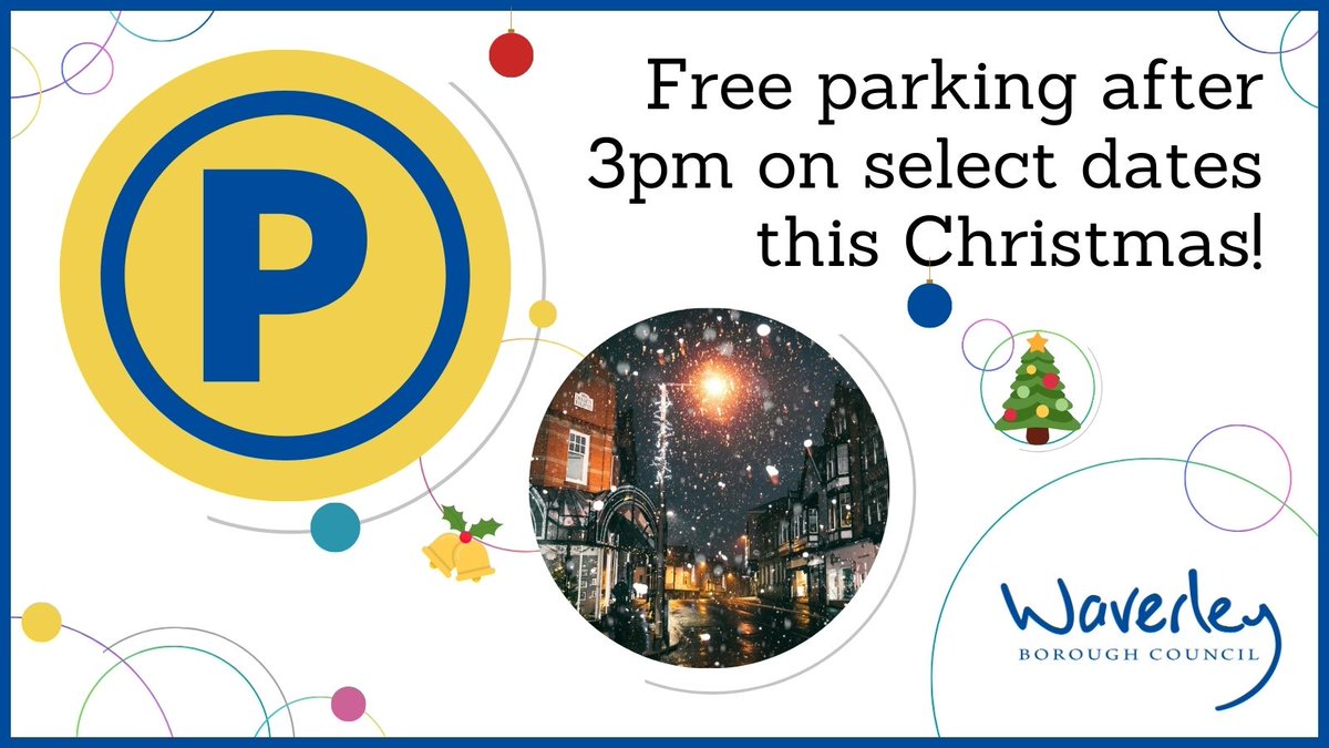 Free parking after 3pm in Waverley Borough Council car parks starts in #Farnham and #Godalming tomorrow (29 November)! Use this opportunity to #ShopLocal and support small businesses in our borough 🚗 🛍️ 🧑‍🎄

Find out more 👉 orlo.uk/TizlH