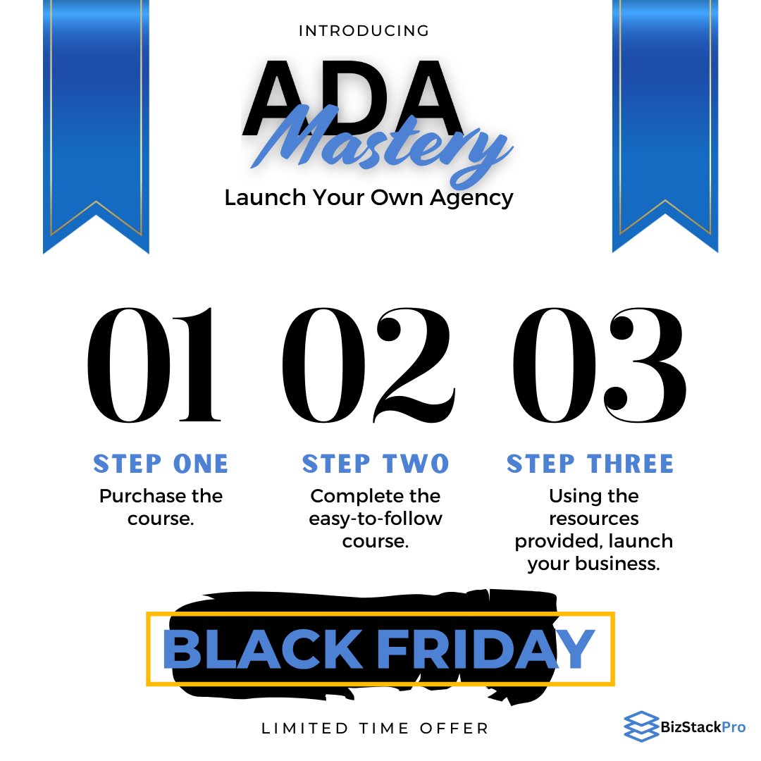 KenGeorgeII's tweet photo. Halfway through our Black Friday Deal! Want to start your ADA agency? There's still time to get $200 OFF monthly! This offer includes DFY agency templates, email sequences, contracts, and access to BizStackPro. https://t.co/3986RS7KX5 #bizstackproaffiliate https://t.co/PtQ4kee3K3