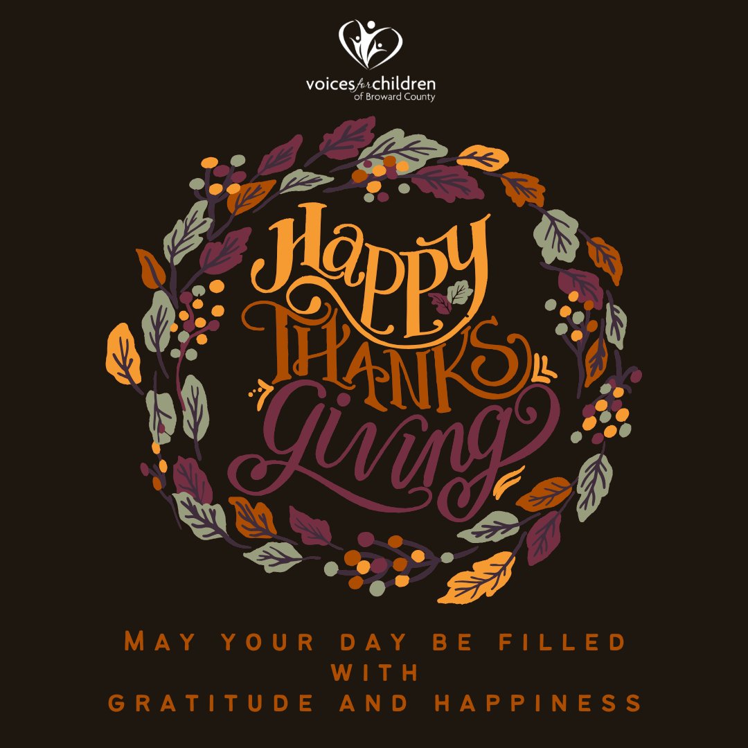 🍁🦃 Happy Thanksgiving! 🦃🍁  

Today, we’re grateful for our incredible community of donors, volunteers, and partners who make it possible to bring hope and joy to children in foster care.  

Thank you for making a difference. 

#Thanksgiving #Gratitude #VoicesForChildren