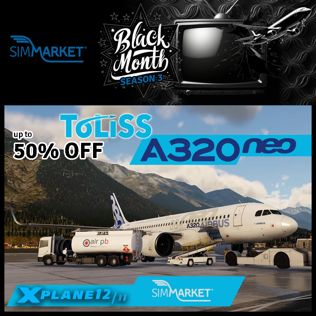 simflight's tweet image. ToLiss up to 50% OFF XP12/11 Most Airbus A320/321/340 models (except A330-900) and the A319 for the first time ever at 50% OFF until December 02nd Black Month Sales at SIMMARKET 👇
tinyurl.com/bdea52jk

#SIMMARKET #ToLiss #BlackFriday #Sales #XP12 #Xplane