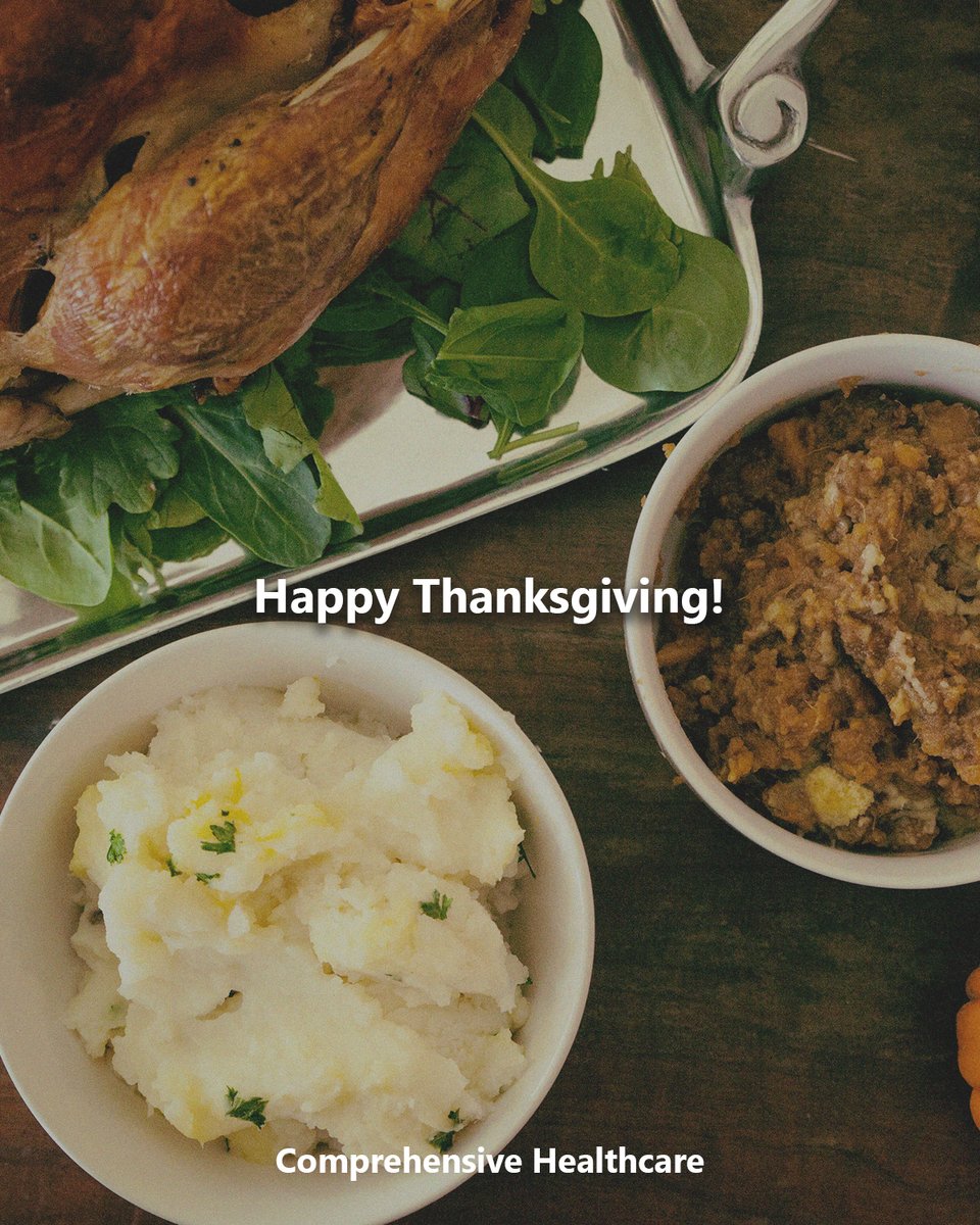 CompHealthWA's tweet photo. Happy Thanksgiving from Comprehensive Healthcare!

Remember: Our outpatient offices are closed today and tomorrow in observance of the holiday. For emergency support, please call the crisis line at 988. https://t.co/C18BVykM0g